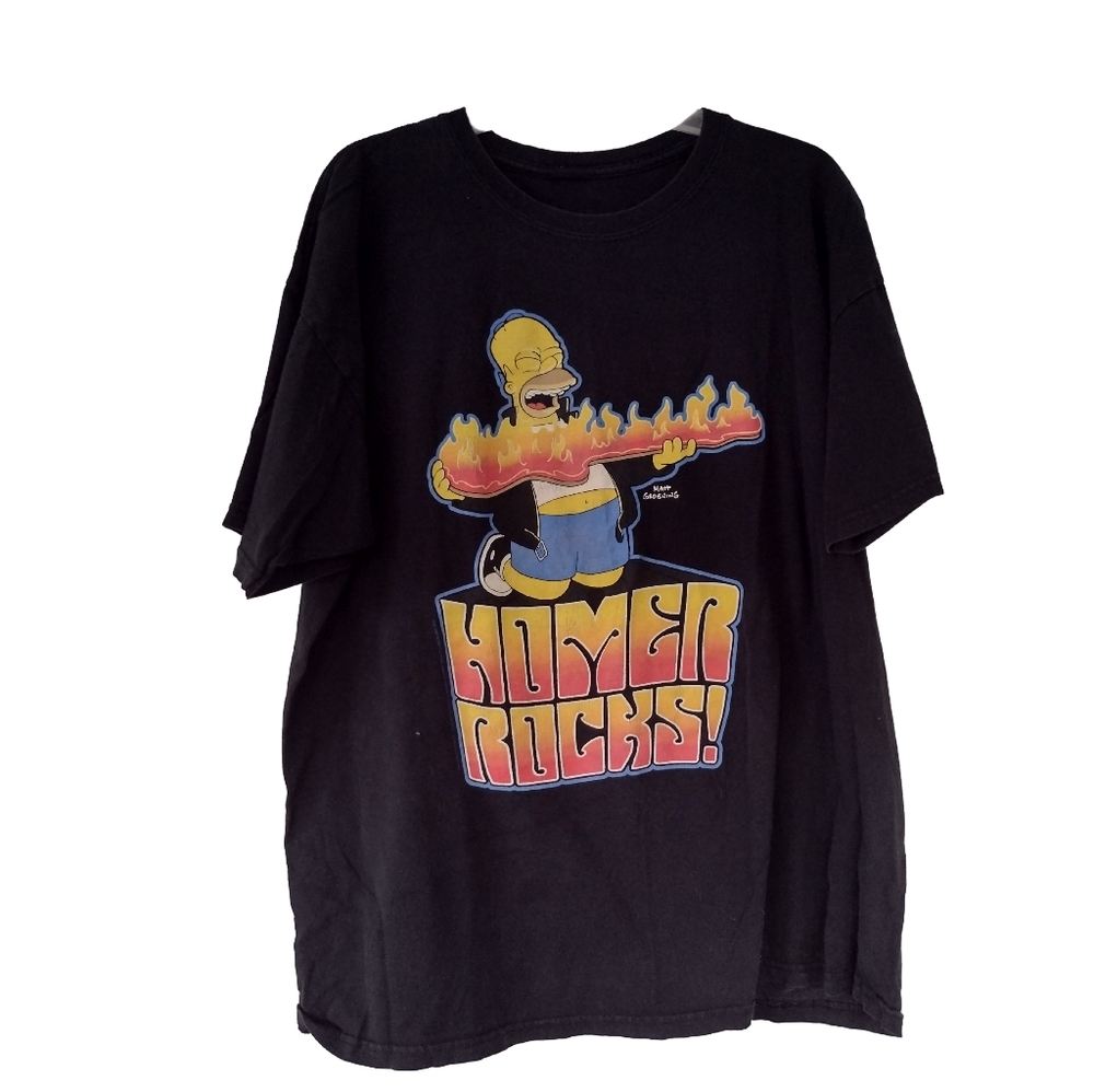 ⭐E) The Simpsons Homer Rocks Graphic Tee Men’s 2XL Black